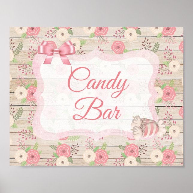Panneau de la barre de bonbons Poster rose Rustiqu (Devant)