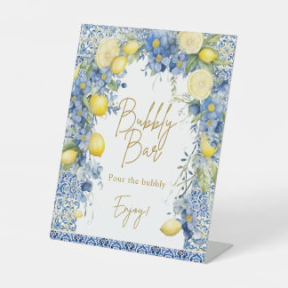 Panneau de la barre de bulles citron bleu Italie