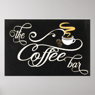 Panneau de la barre de café en tableau noir 24x36