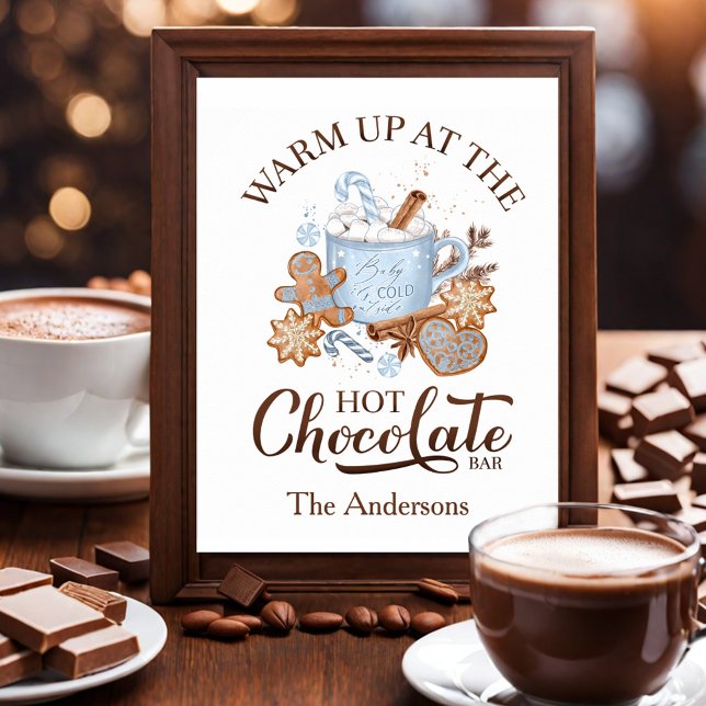 Panneau de la barre de chocolat chaud Poster de No (Hot Chocolate Bar Sign Blue Christmas Poster)