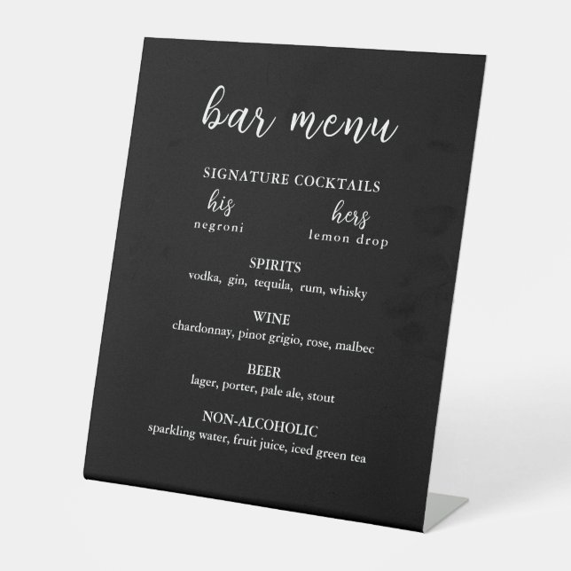 Panneau de la barre de Mariage moderne noir et bla (Recto)