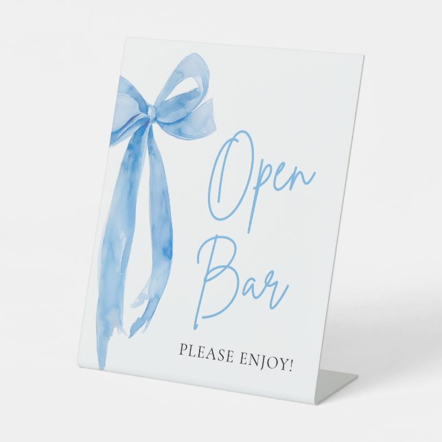 Panneau de la barre ouverte Elegant Dusty Blue Bow (Recto)