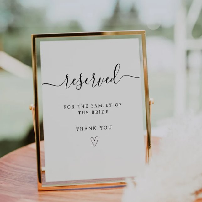 Panneau de la famille des signes réservés minimali (Minimalist Reserved Sign Family Table Sign)