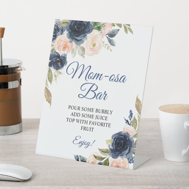 Panneau de la marine Blue & Blush Floral Douche Mo (In SItu)