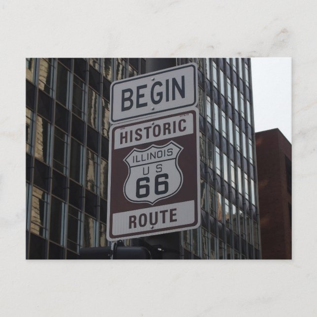 Panneau de la route historique 66 de Chicago Carte (Devant)