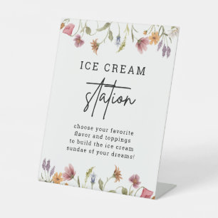 Panneau de la station de crème glacée Floral Fleur