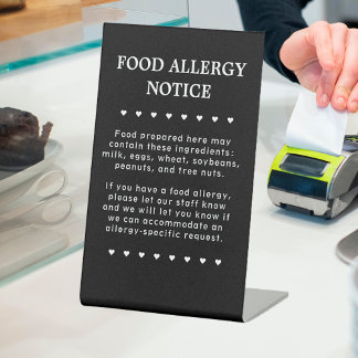 Panneau de l'avis d'allergie alimentaire