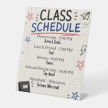 Panneau de l'horaire des cours de la fête de rentr
