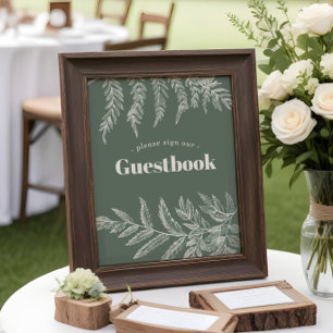 Panneau de livre d'or de mariage Fern Woodland