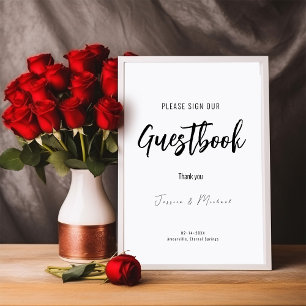 Panneau de livre d'or de mariage Minimaliste Éléga