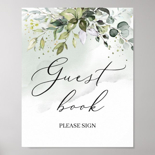 Panneau de livre d'or eucalyptus boho moderne en f (Devant)