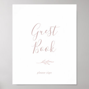 Panneau de livre d'or Minimal Leaf   Rose Poussiér