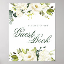 Panneau de livre d'or Roses blanches