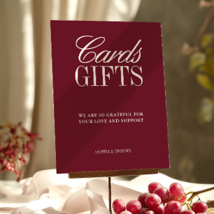 Panneau de mariage Cartes & Cadeaux Bourgogne Élég