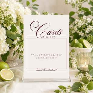 Panneau de mariage Cartes et Cadeaux Ivory Burgund