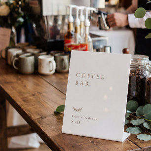 Panneau de mariage de bar à café en or blanc minim