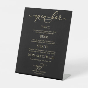 Panneau de mariage élégant or noir Bar ouvert