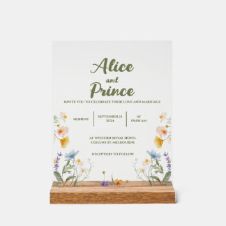 Panneau de mariage en acrylique floral avec suppor