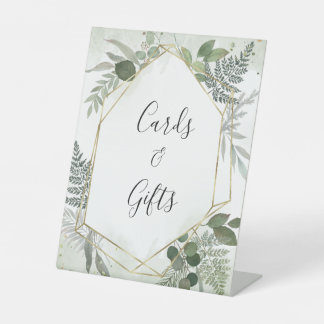 Panneau de mariage géométrique eucalyptus or sage
