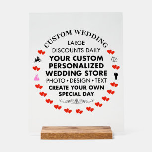 Panneau de mariage personnalisé 14" x 11" Acryliqu