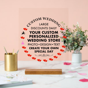 Panneau de mariage personnalisé 14" x 11" Acryliqu