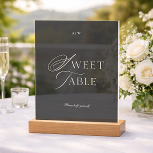 Panneau de mariage pour table de desserts élégante