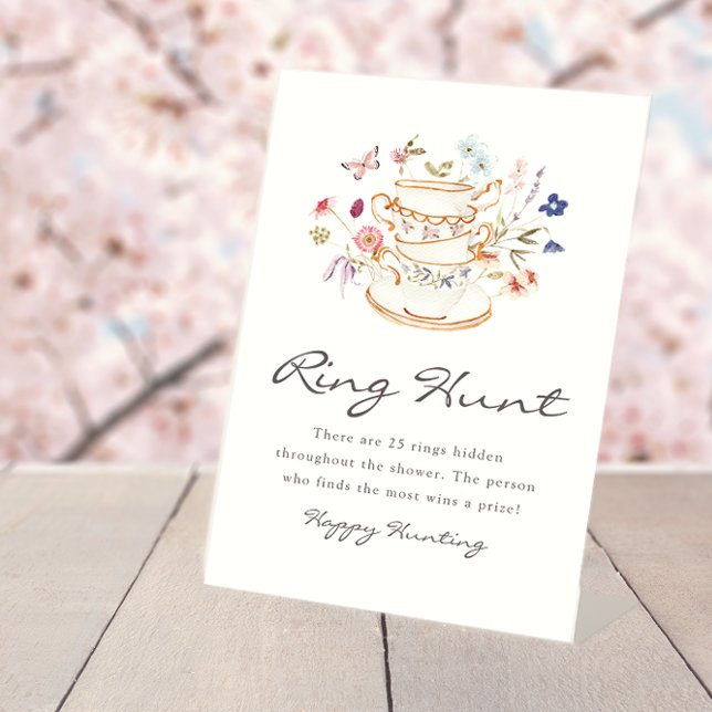 Panneau de mariage Ring Hunt (Wildflower Tea Party Ring Hunt Bridal Sign by Painted Paperie
)