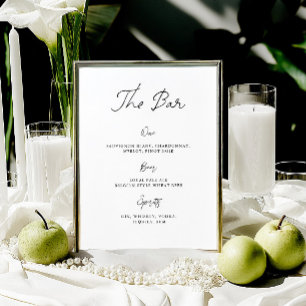Panneau de menu de bar de mariage dessiné à la mai