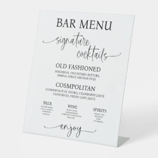 Panneau de menu de bar de mariage en acrylique