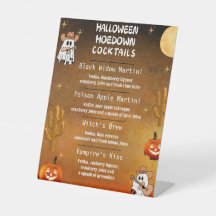 Panneau de menu de cocktail Halloween Hoedown Cowb