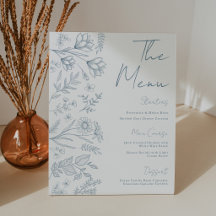 Panneau de menu de douche de mariage en toile bleu