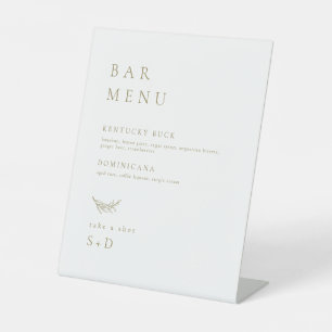 Panneau de Menu de Mariage en Or Blanc Minimaliste