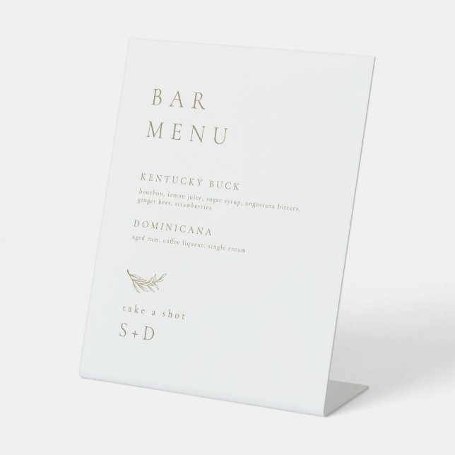 Panneau de Menu de Mariage en Or Blanc Minimaliste (Recto)
