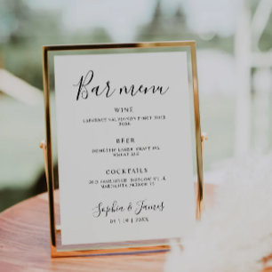 Panneau de menu du Mariage de calligraphie minimal