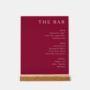 Panneau de menu élégant en marron avec des caractè