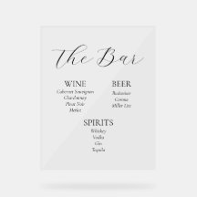 Panneau de menu Mariage acrylique
