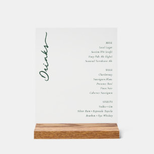 Panneau de menu minimaliste vert élégant