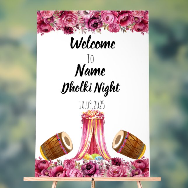 Panneau de nuit Dholki rose floral (Neutre)