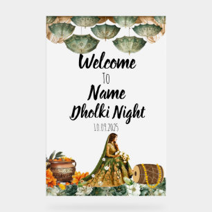 Panneau de nuit Dholki vert floral