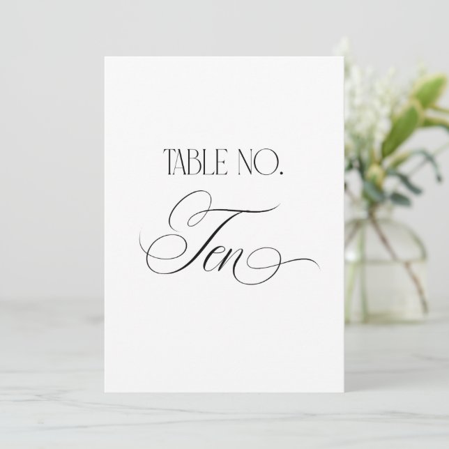 Panneau de numéro de table de mariage Luxe Script  (Debout devant)