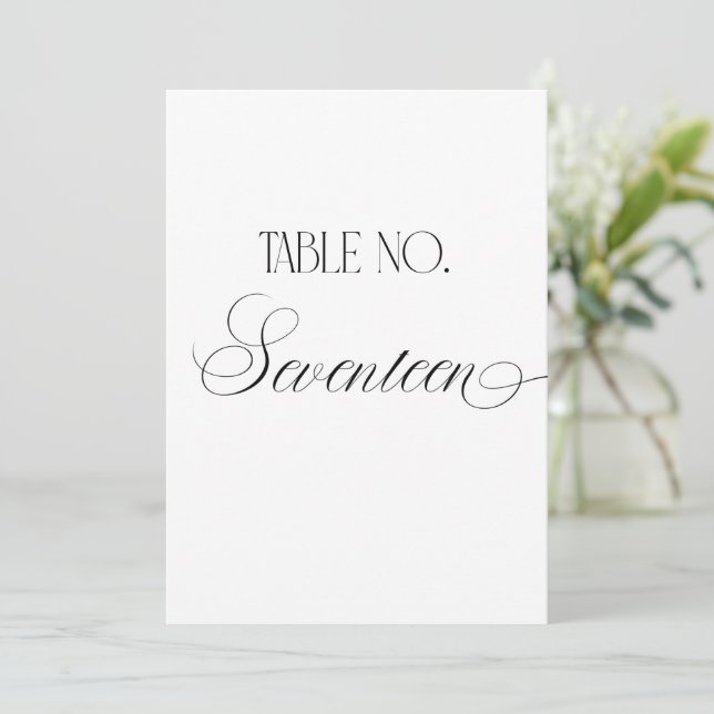 Panneau de numéro de table de mariage Luxe Script  (Debout devant)