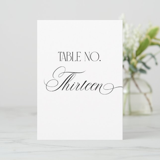 Panneau de numéro de table de mariage Luxe Script  (Debout devant)