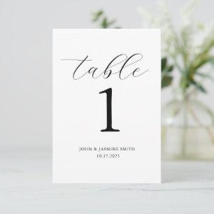 Panneau de numéro de table minimaliste noir et bla