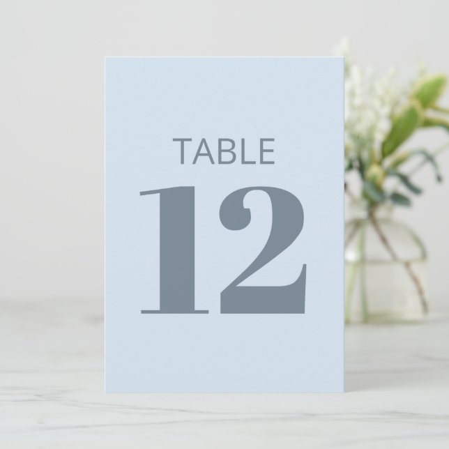 Panneau de numéro de table moderne bleu clair doux (Debout devant)