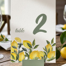 Panneau de numéro de table personnalisé au citron