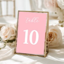 Panneau de numéros de table rose simple