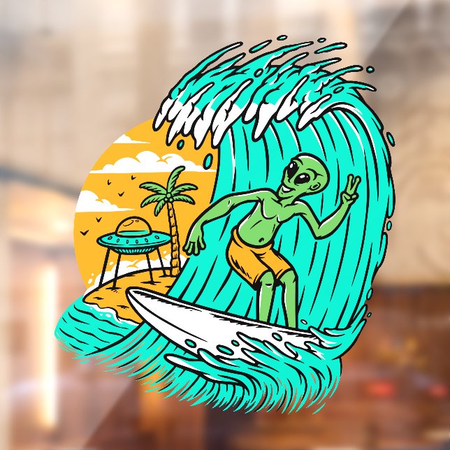 Panneau De Paix Alien Surfant UFO Garé Sur La Plag (Feuille 2)