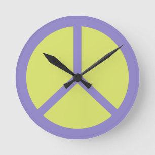Panneau de paix coloré horloge murale
