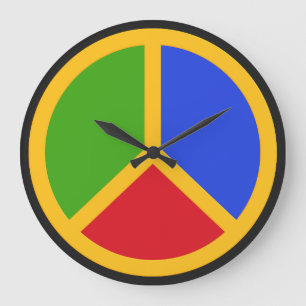 Panneau de paix coloré horloge murale
