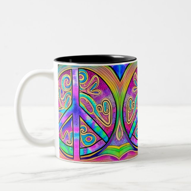 Panneau de Paix Couleurs Cool 11 oz Mug (Gauche)